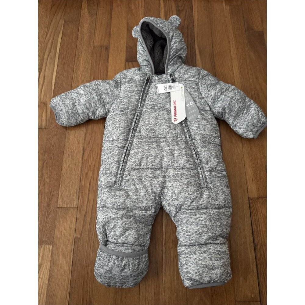 Baby Gap Gray Insulated Bunting Snow Suit Fleece Unisex Size 0-6 Months - Picture 2 of 6